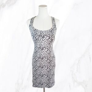Free People Gray Tan Racerback Mini Dress M Abstract Print Scoop Neck Sleeveless